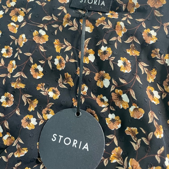 Storia med black and brown floral runched dress - Picture 4 of 7